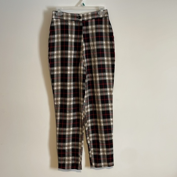 Nasty Gal Plaid Trousers - Red, Black, White - Picture 3 of 16